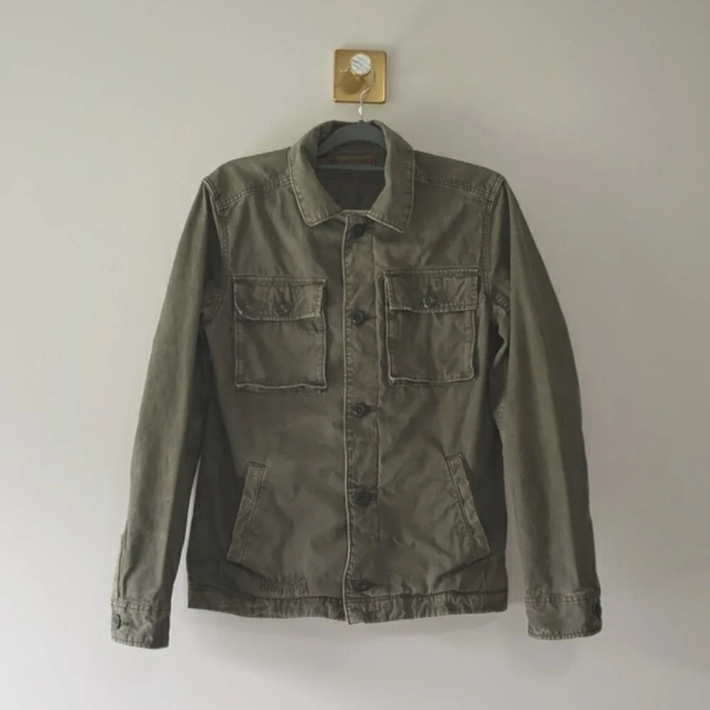 American Eagle Outfitters 100% Cotton Jacket Small Army Green Distressed Pockets